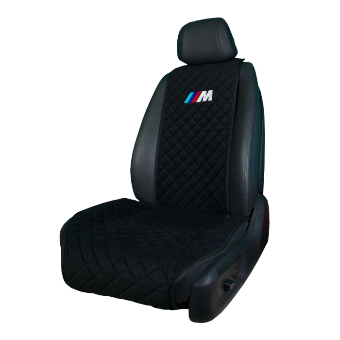 Накидки на сидения Накидка на переднее сиденье с вышивкой M (Черная)